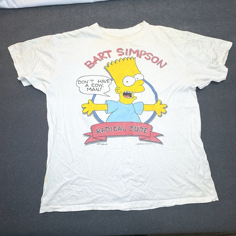 Vintage Bart Simpson Shirt Men's XL Radical Dude Don't Have a Cow Single Stitch